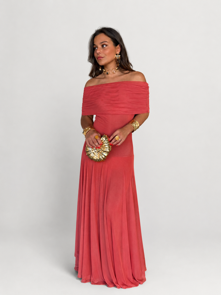 Sofia | Off-Shoulder Maxi Dress with Elegant Draping