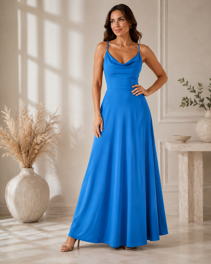 Neuza | Draped Neckline Maxi Dress