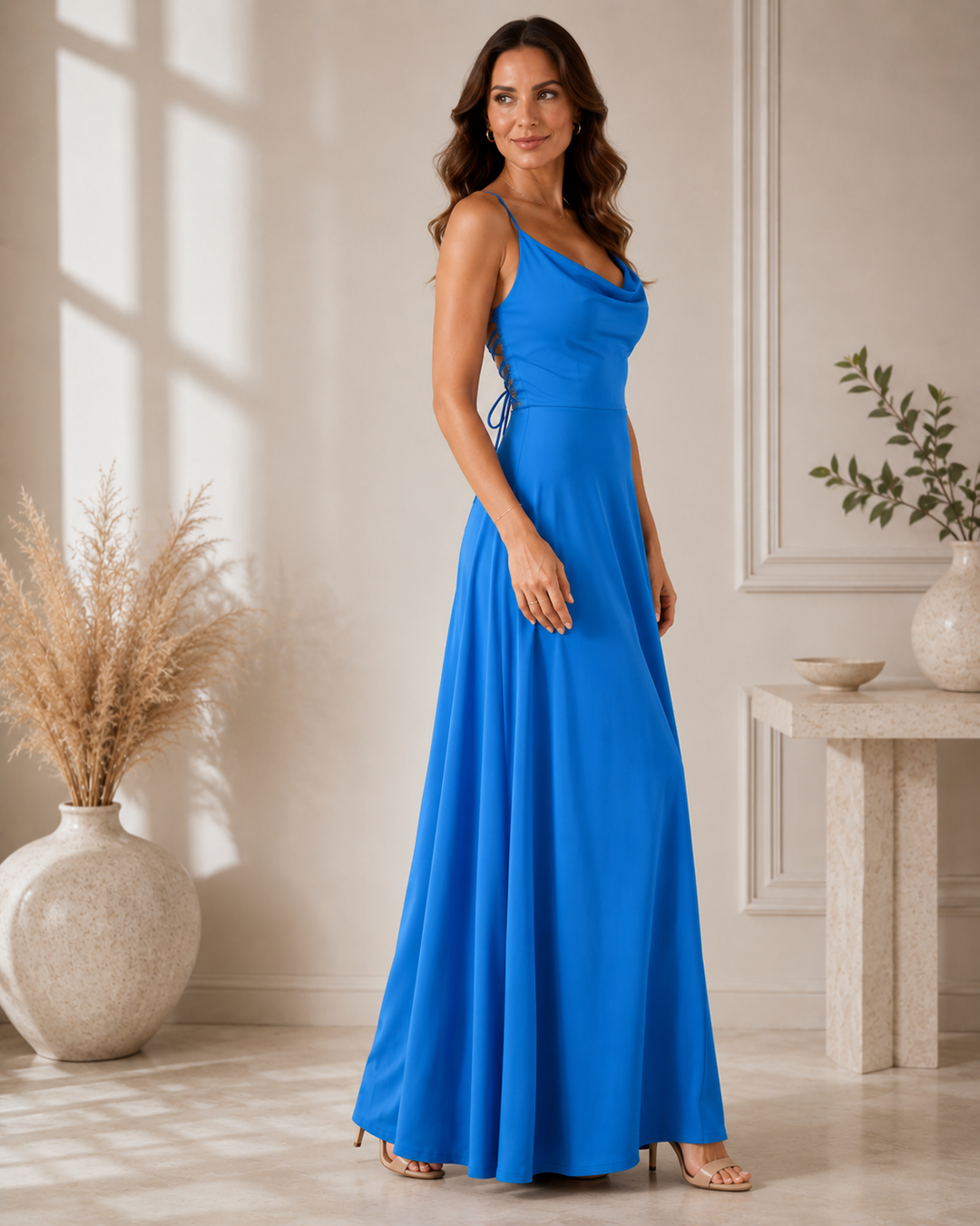 Neuza | Draped Neckline Maxi Dress