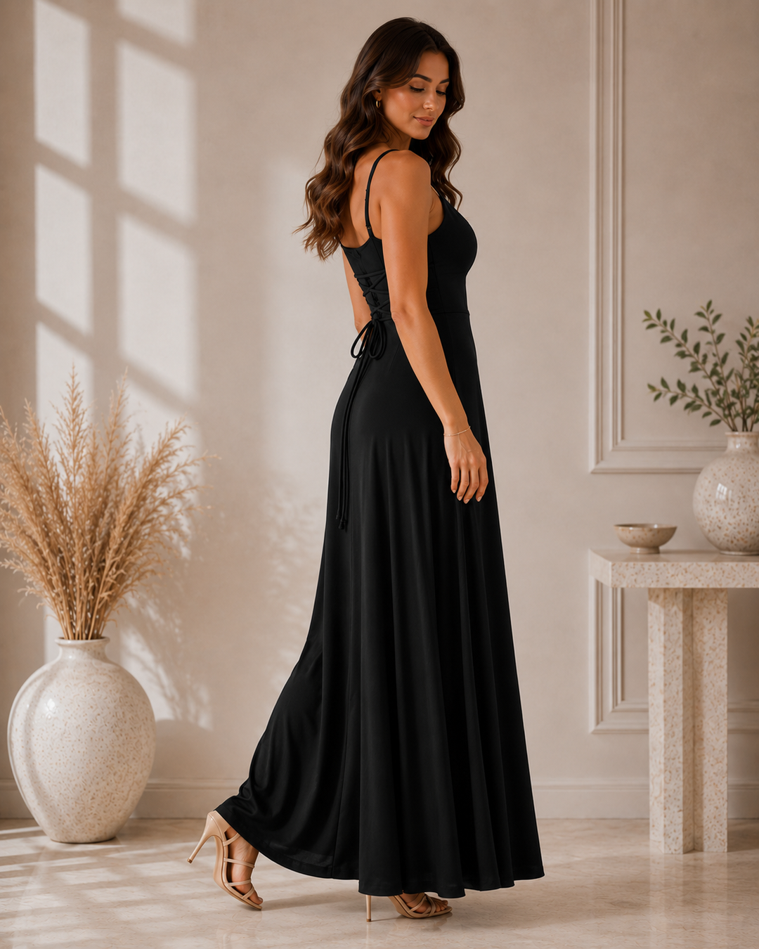 Neuza | Draped Neckline Maxi Dress