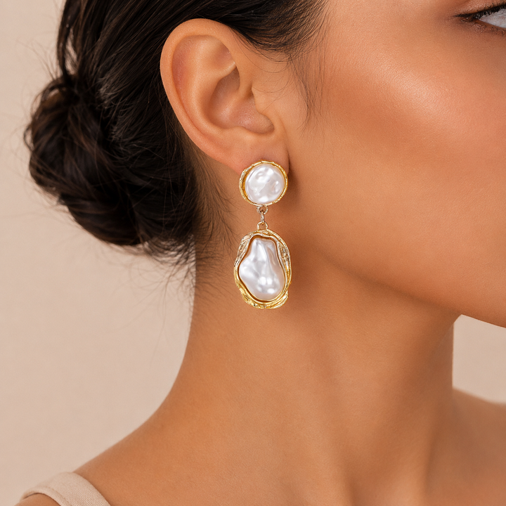 Baroque Drop Earrings with Organic Design