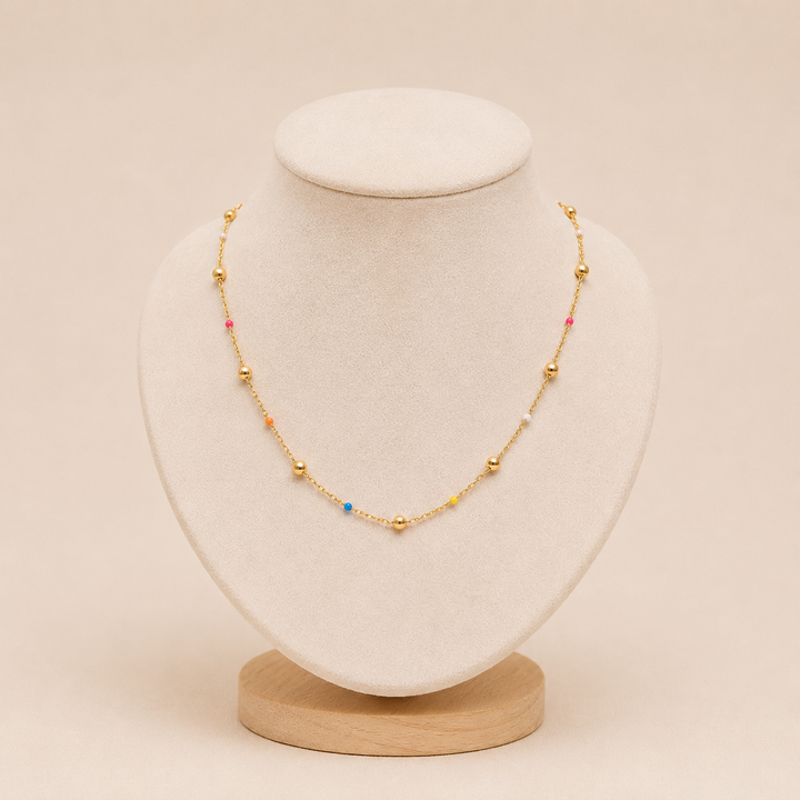 Necklace Chain with Beads and Enamel Details