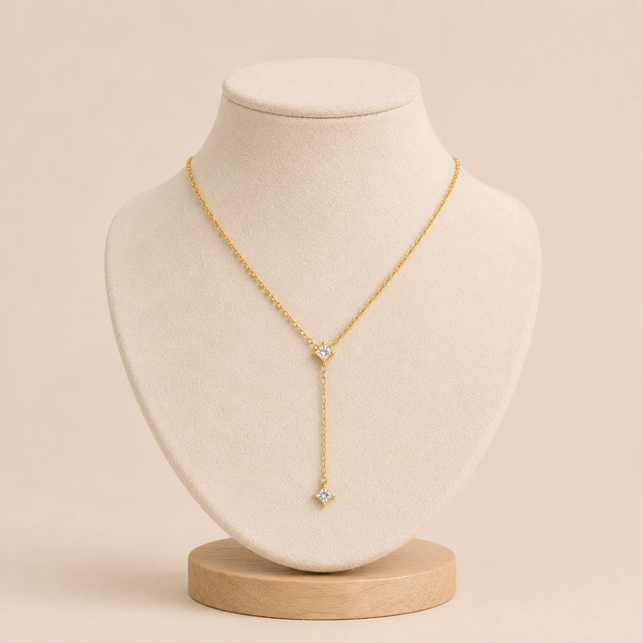 Y-Shaped Necklace with Zirconia Stars