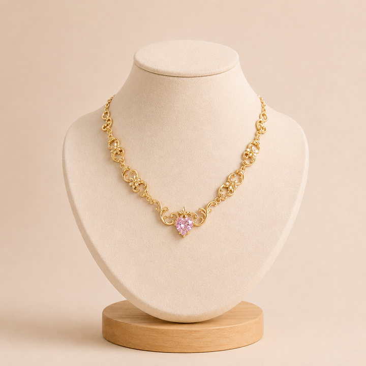 Barroca Necklace with Central Heart in Crystal
