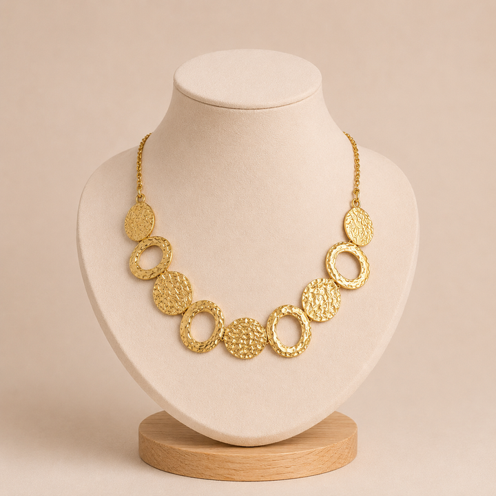 Wardrobe Necklace with Irregular Hammered Rings