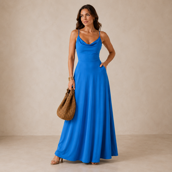 Neuza | Draped Neckline Maxi Dress