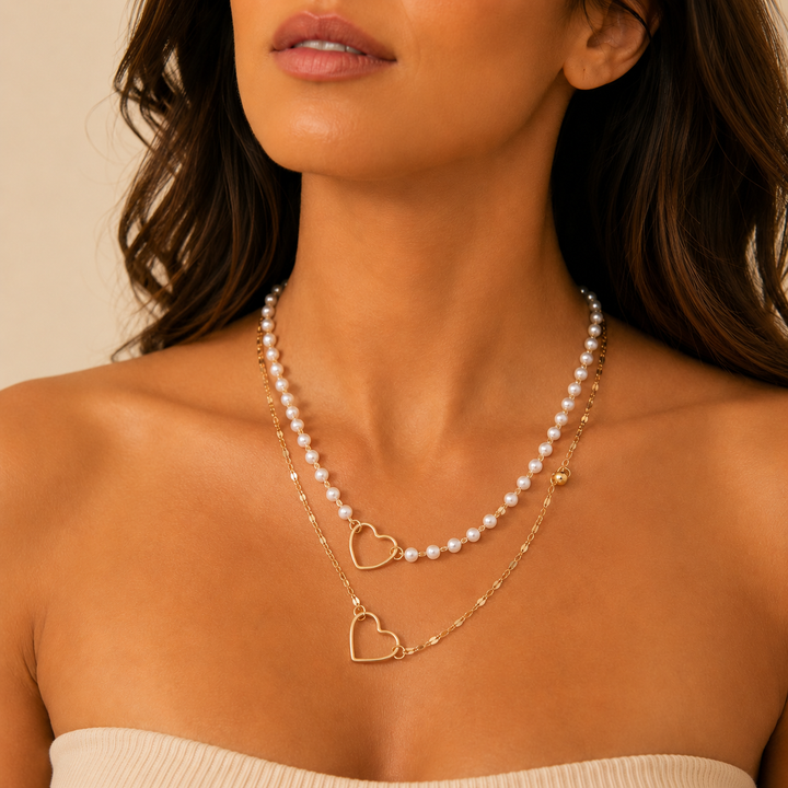 Necklace with Twin Hearts