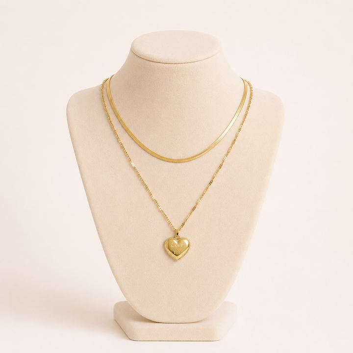 Gold Necklace with Minimalist Heart