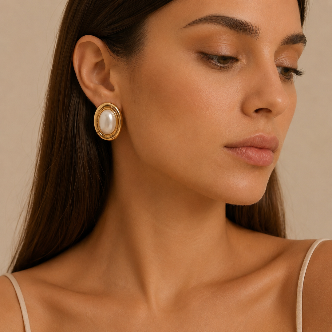 Oval Gold Earrings
