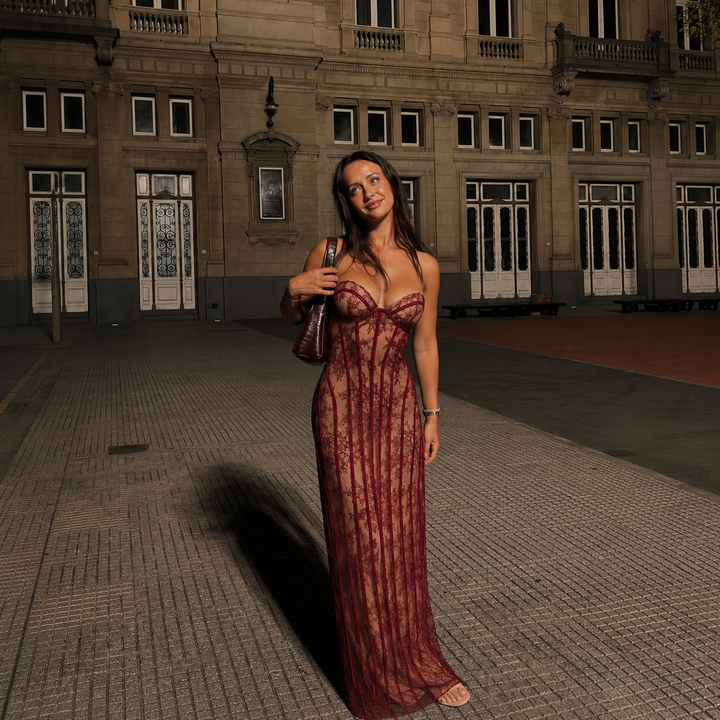Gabriella - Strapless Maxi Dress with Corset and Fitted Silhouette