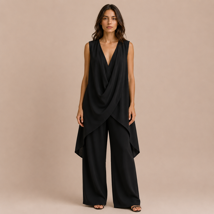 Begoña - Set with V neckline and crossover draping