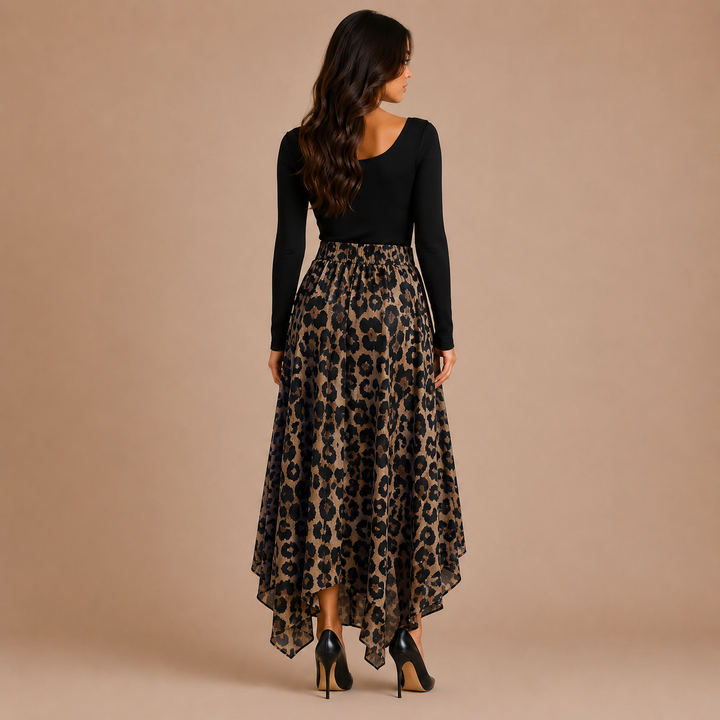 Midi Skirt with Leopard Print