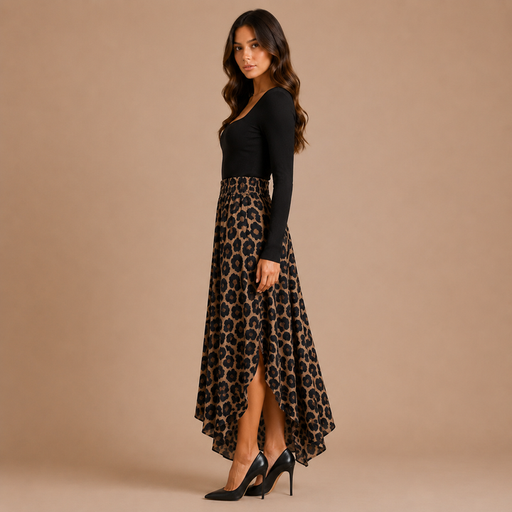 Midi Skirt with Leopard Print