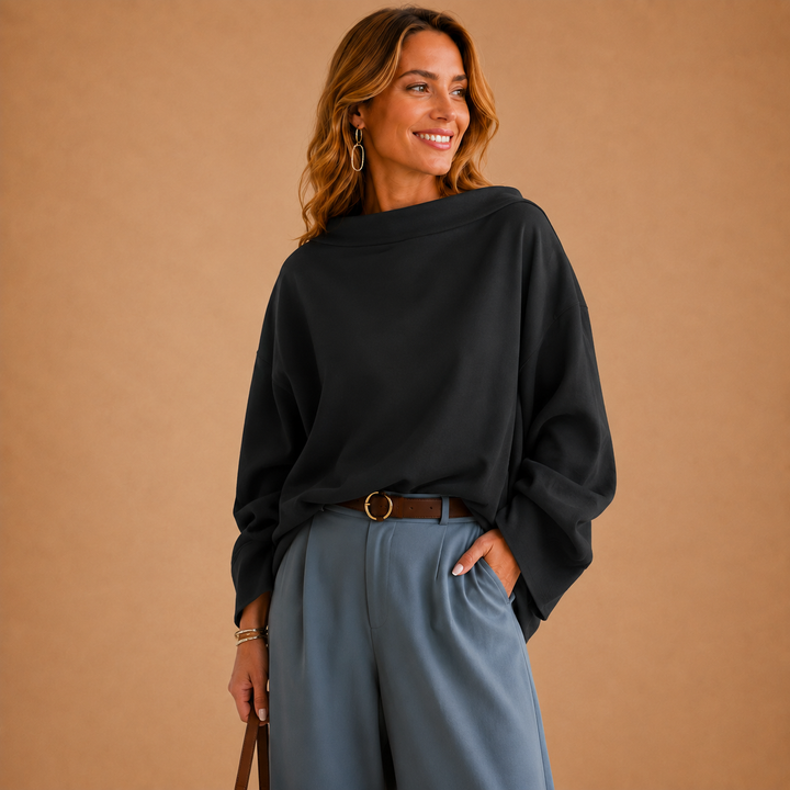 Georgia - Modern Blouse with High Collar and Dolman Sleeves