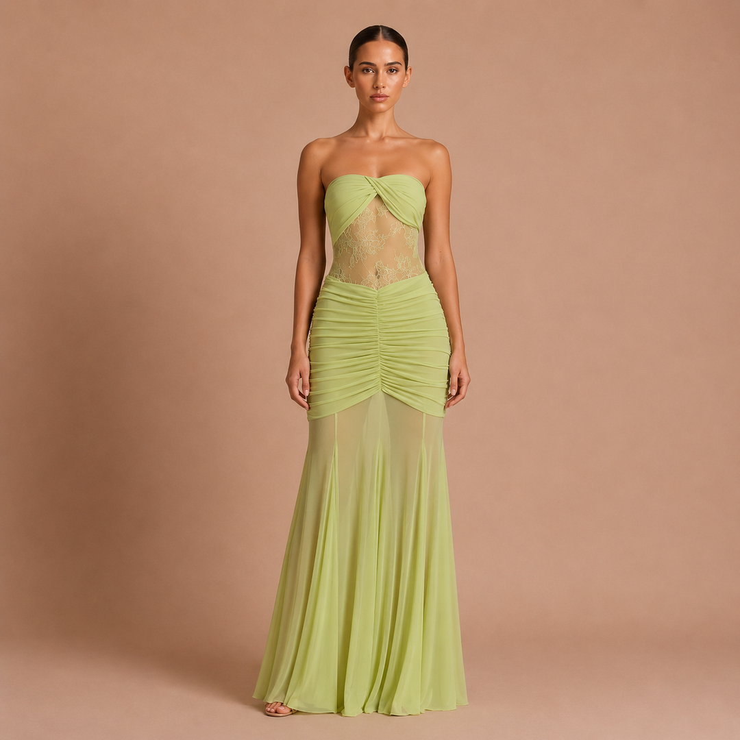 Eugenia - Maxi Draped Dress with Waist Illusion