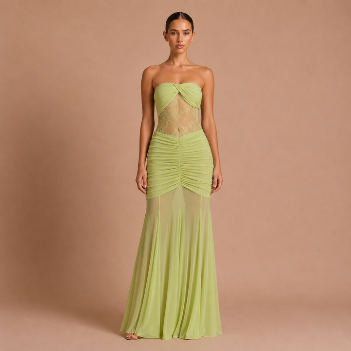 Eugenia - Maxi Draped Dress with Waist Illusion