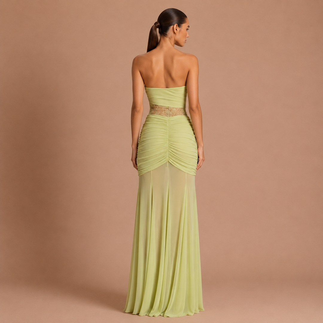 Eugenia - Maxi Draped Dress with Waist Illusion