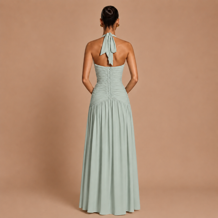 Christina Dress™ - Fluid Elegance with Halter Neckline