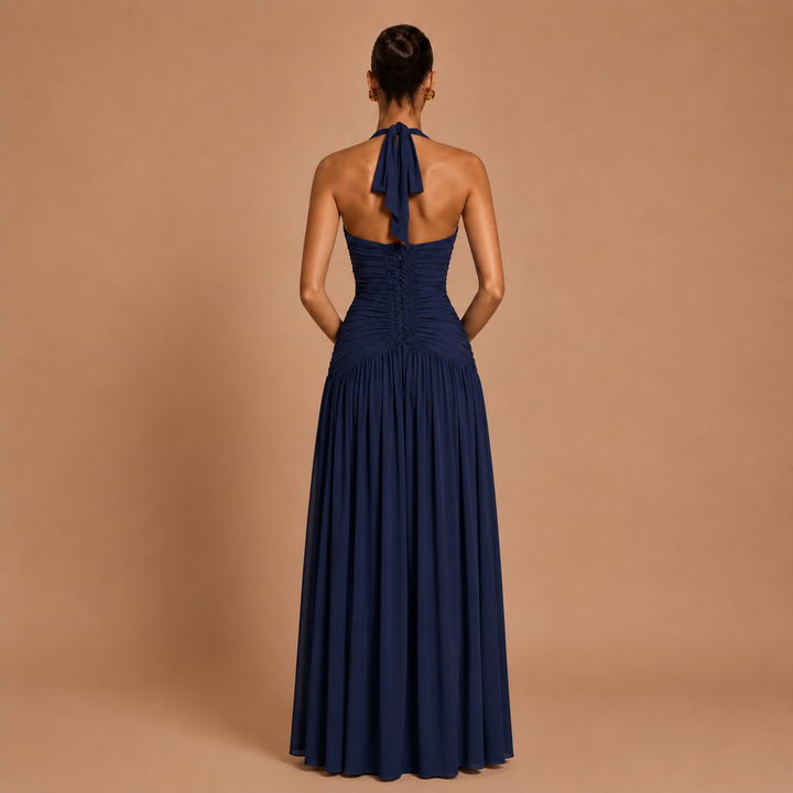 Christina Dress™ - Fluid Elegance with Halter Neckline