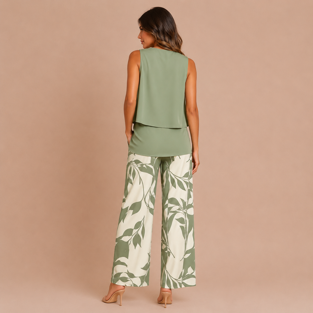Cristina - Asymmetric Top and Palazzo Trouser Set