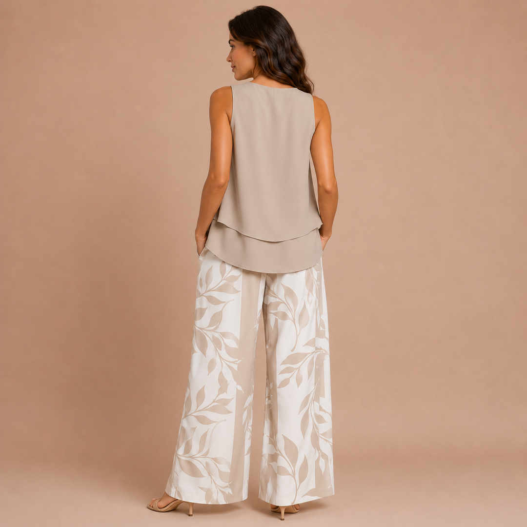 Cristina - Asymmetrical top with palazzo trousers