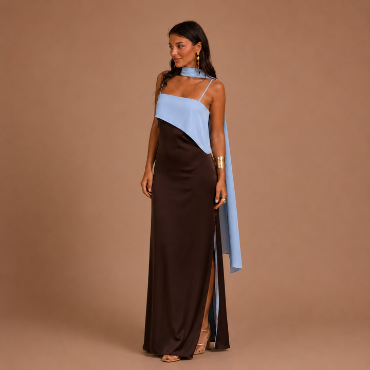 Fuzeta Dress in Brown and Blue