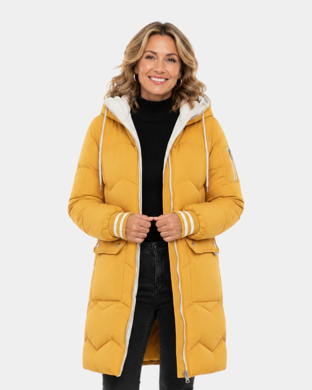 Adjustable Hood Long Coat