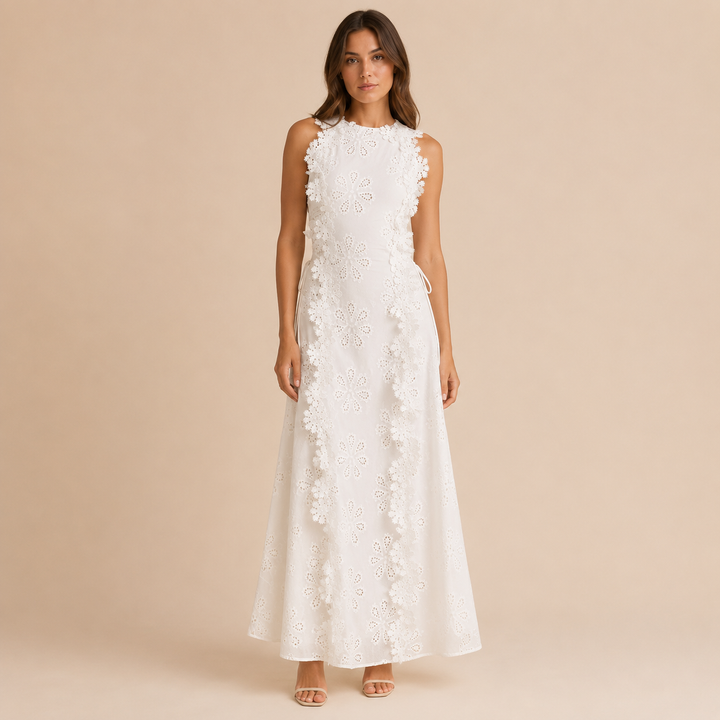 Blanca - Long dress with floral lace