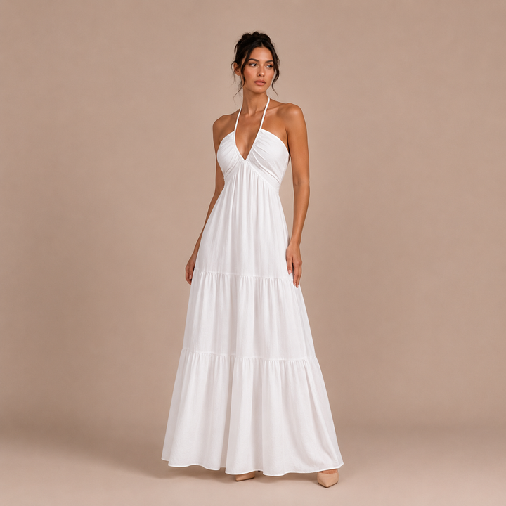 Valentina - Bohemian Dress with Halter Panel