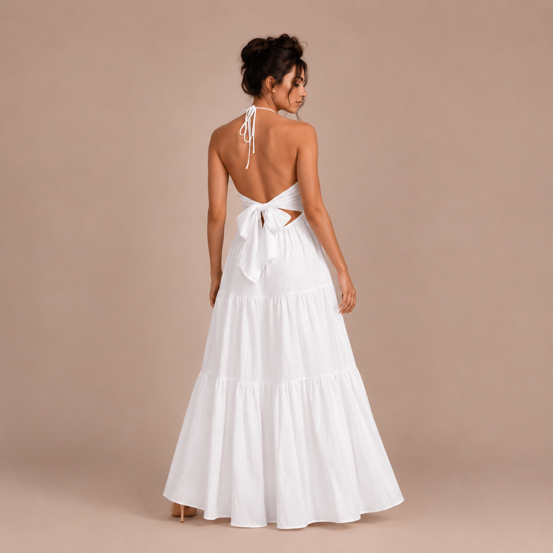 Valentina - Bohemian Dress with Halter Panel