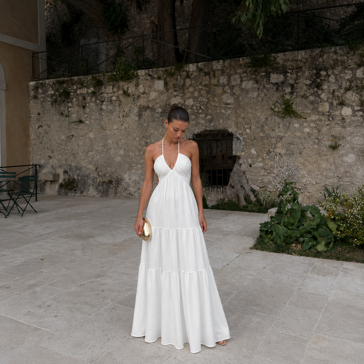 Valentina - Bohemian Dress with Halter Panel