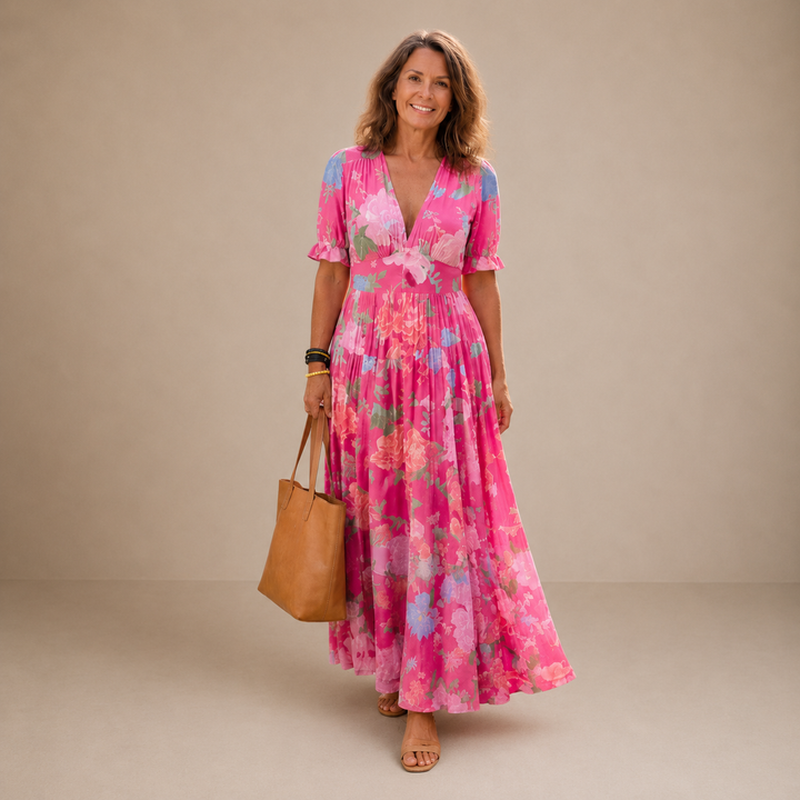 Yara | V-Neck Long Floral Dress