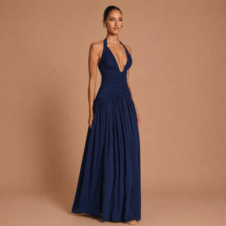 Christina Dress™ - Fluid Elegance with Halter Neckline