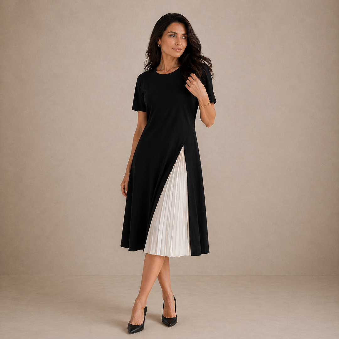 Leila | Midi Dress Featuring Elegant Mesh Accents