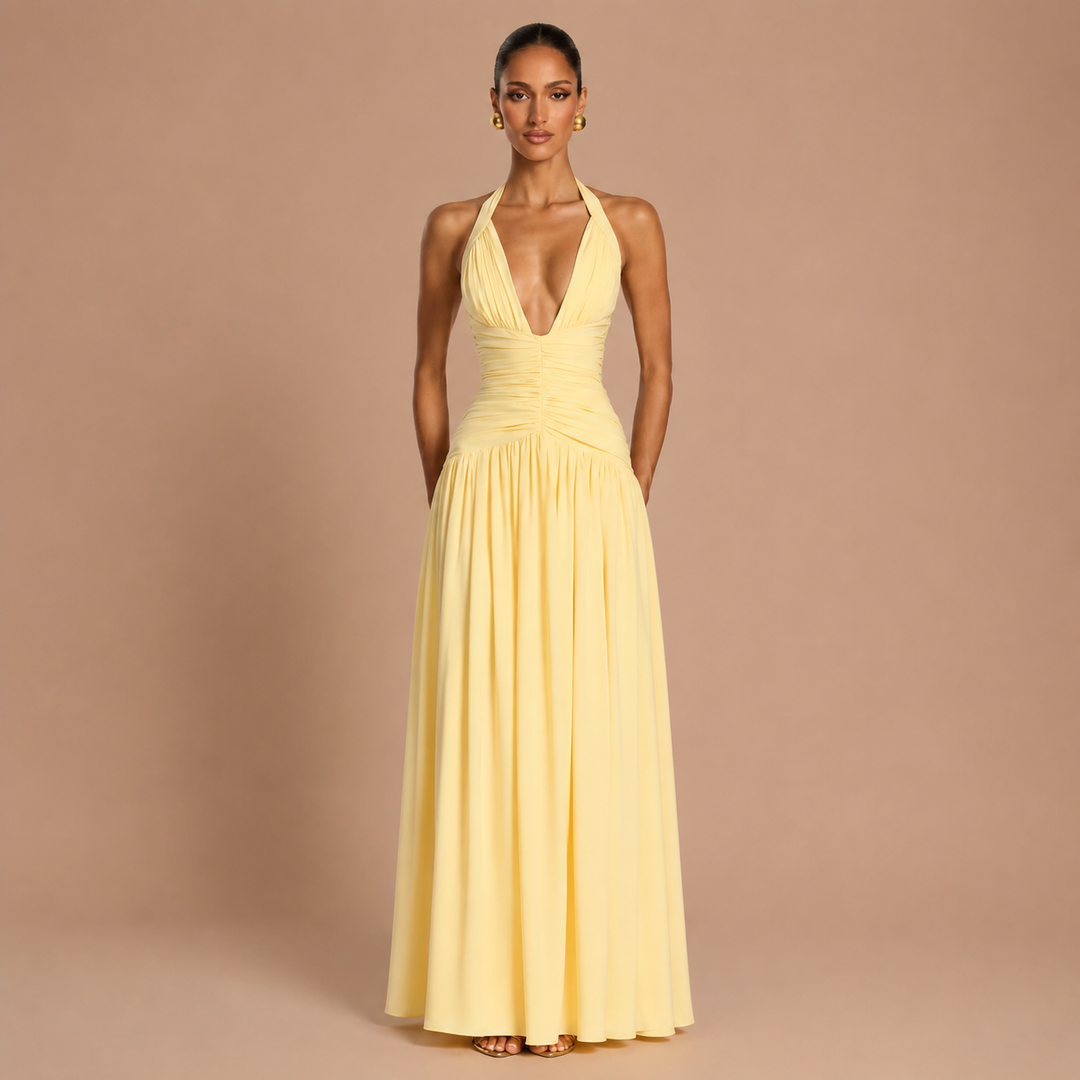Christina Dress™ - Fluid Elegance with Halter Neckline