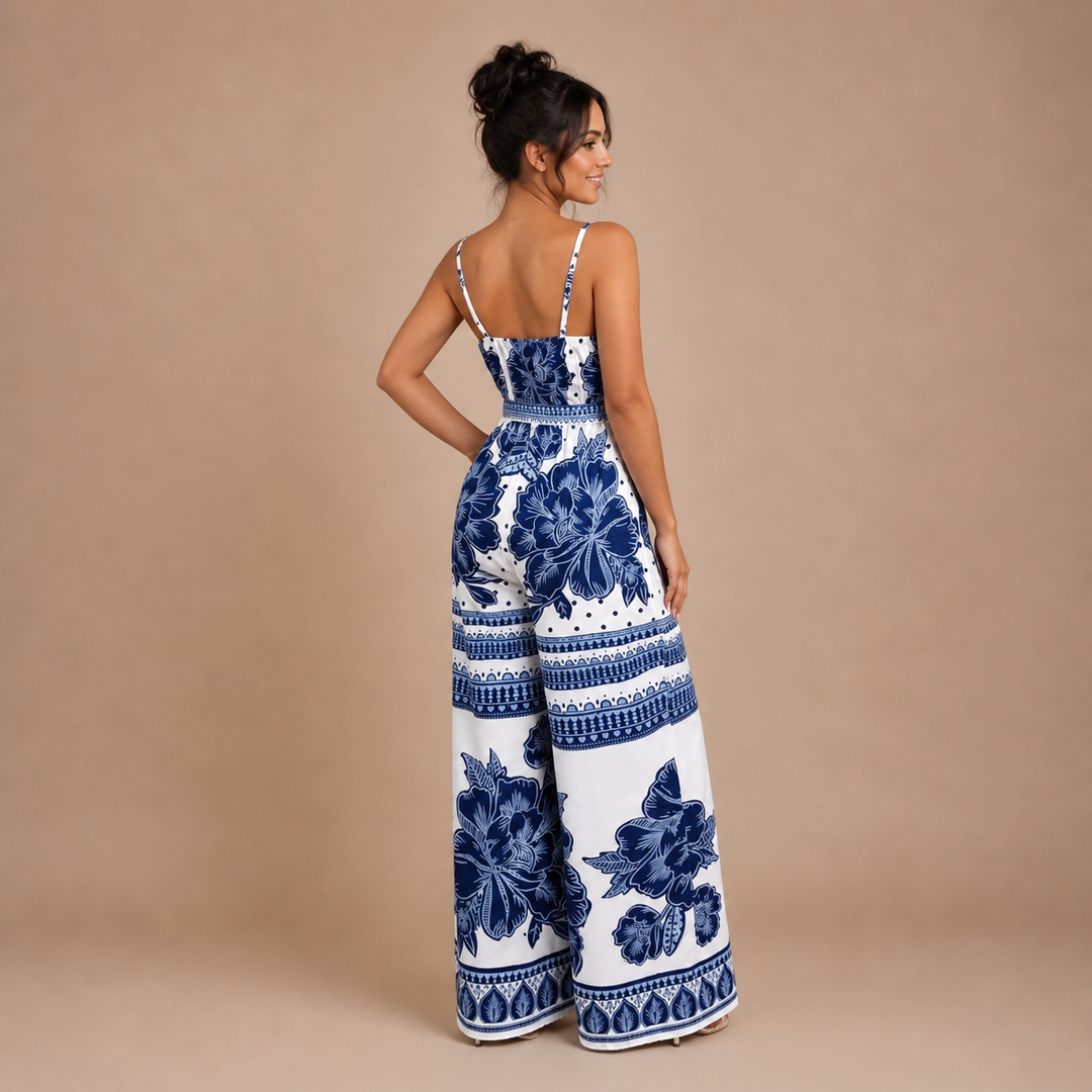 Salma – Plain Floral Dress with Bow at the Waist
