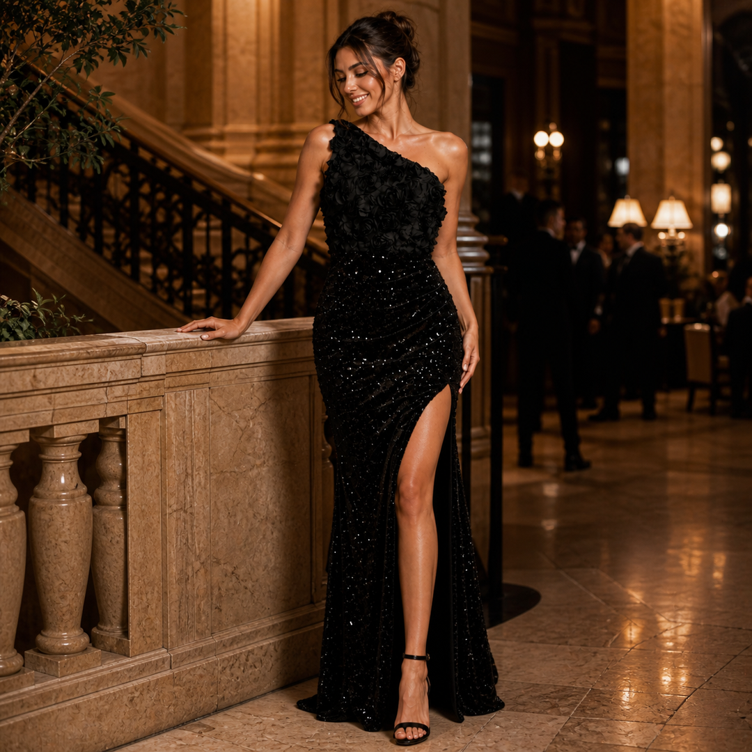 Velora – Elegant Dress with Sparkle and Sexy Split