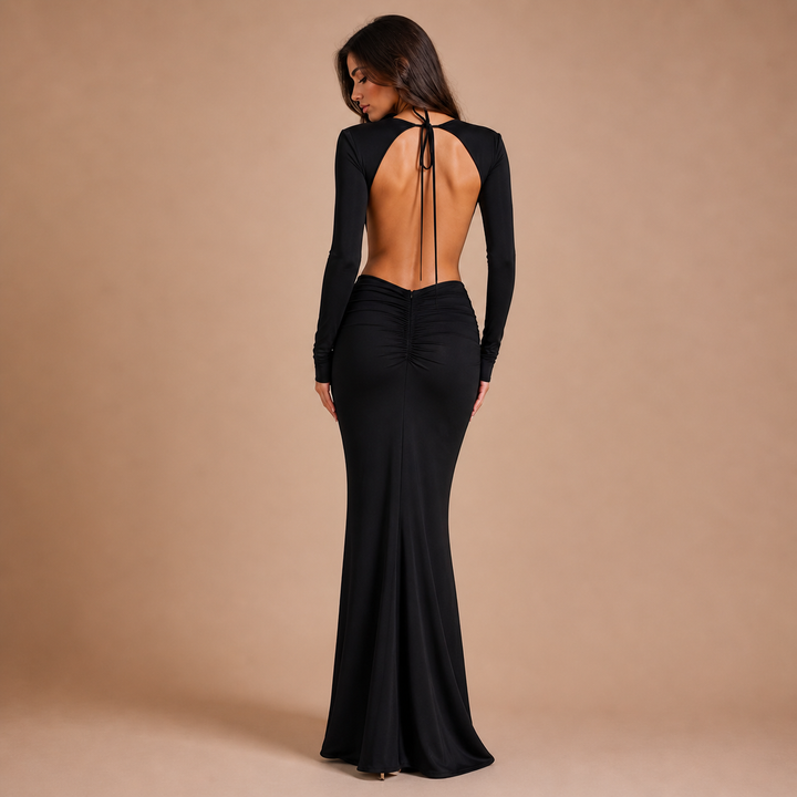 Catalina – Dress with Dramatic Line and Central Floral Decoration