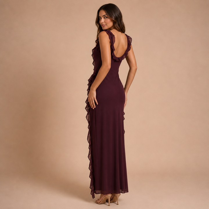 Blanca – Romantic dress with puff sleeves and side slit