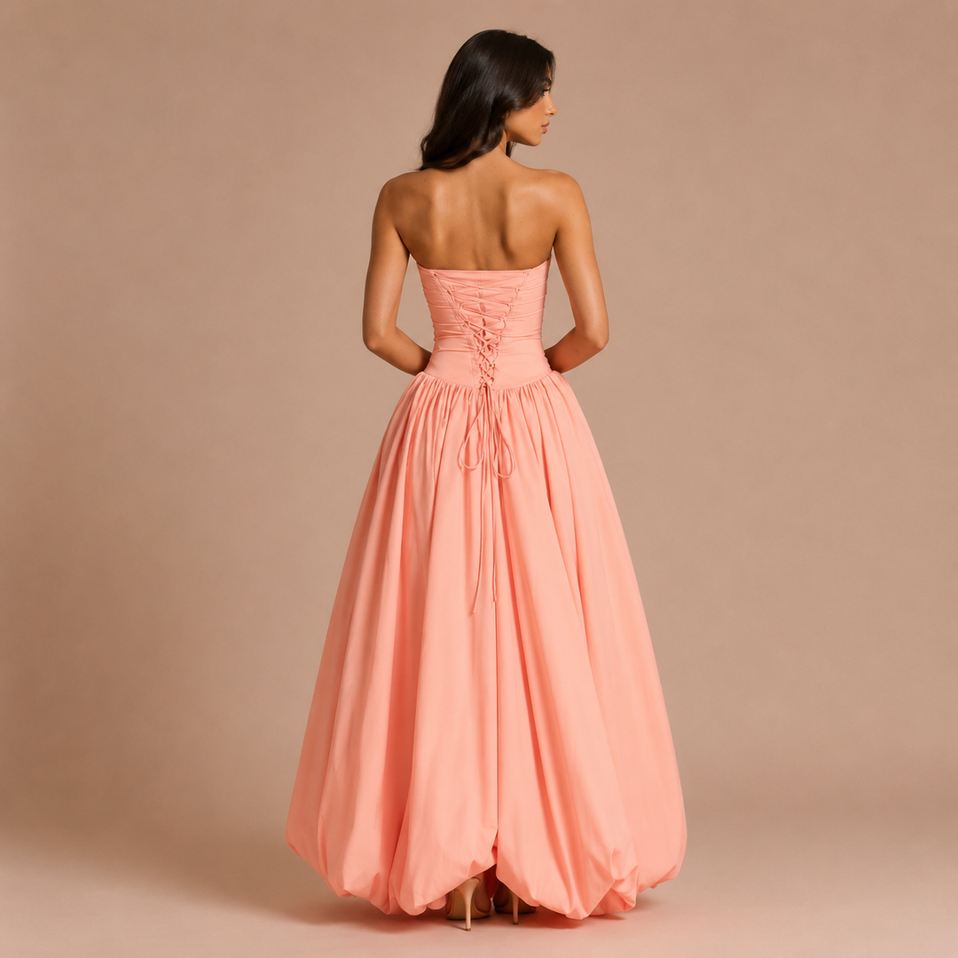 Isabella - Strapless dress with puffed corset and voluminous skirt