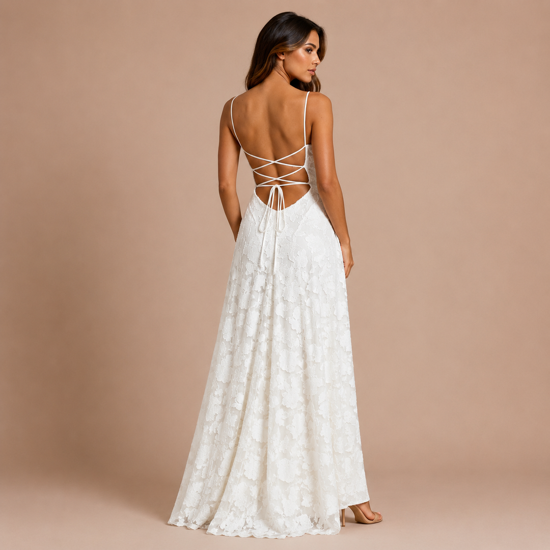 Marianna - Long Lace Dress with Open Back