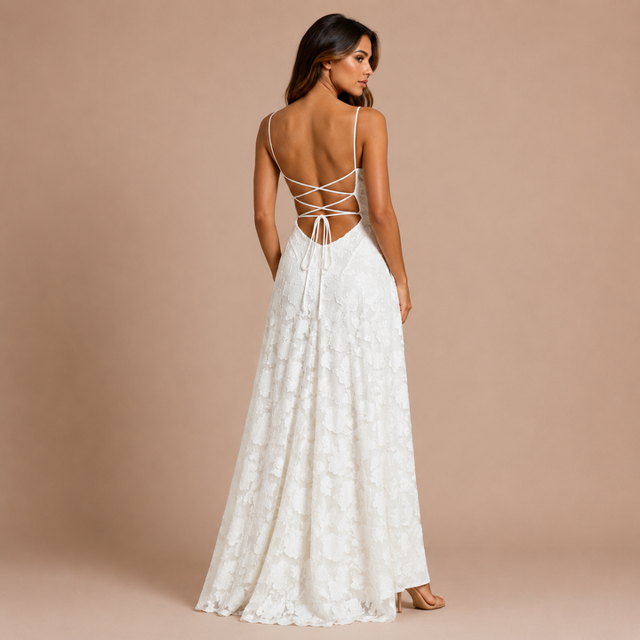 Marianna - Long Lace Dress with Open Back