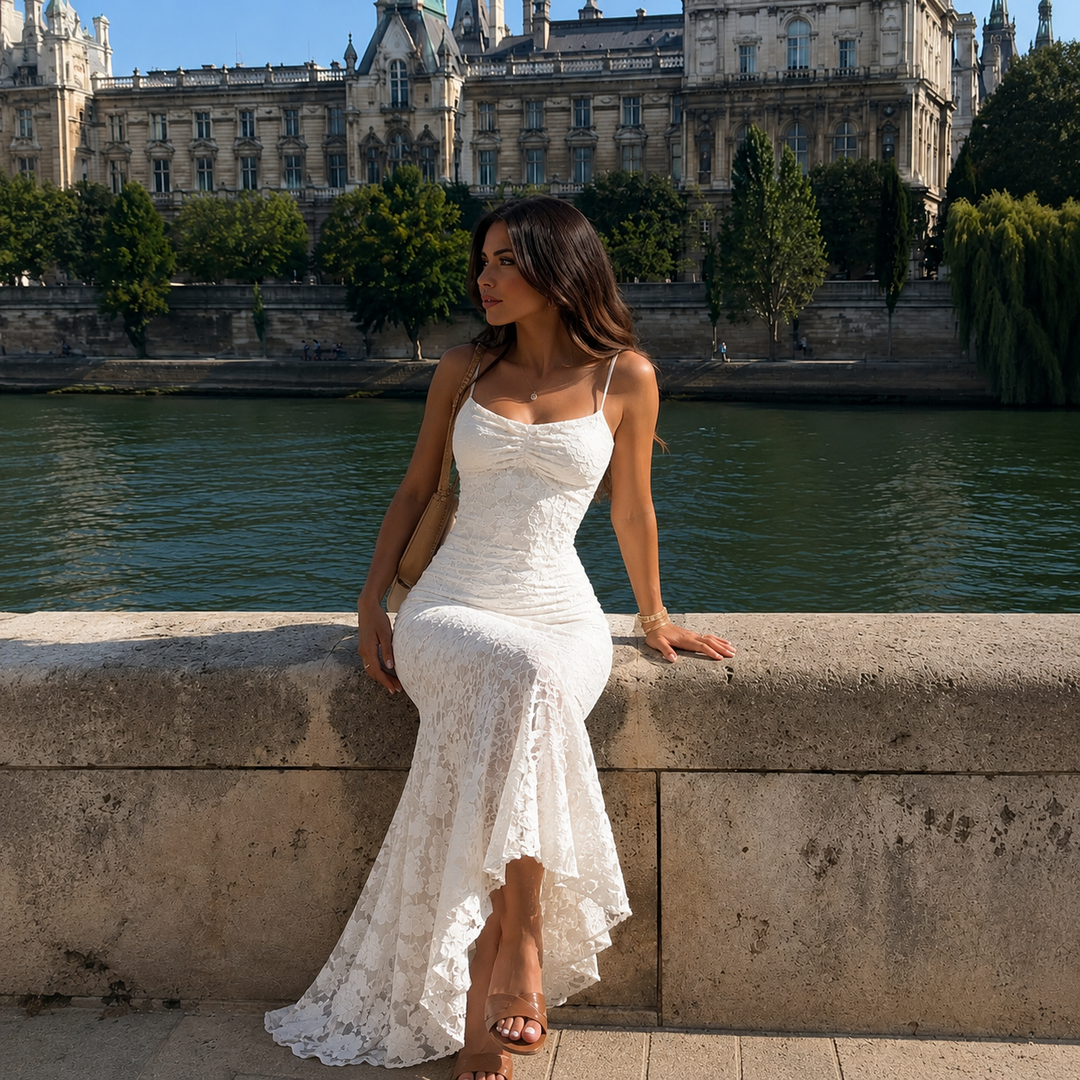 Marianna - Long Lace Dress with Open Back