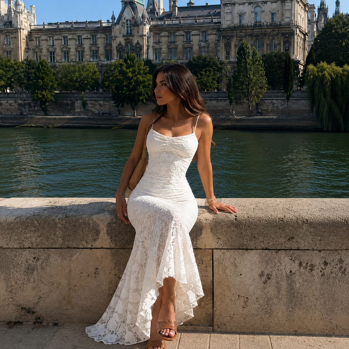 Marianna - Long Lace Dress with Open Back