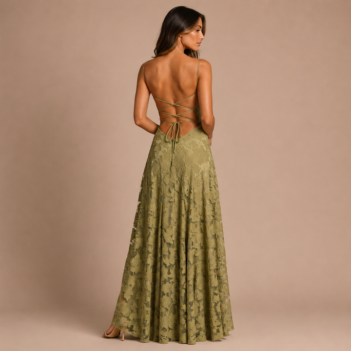 Mariana - Long Lace Dress with Open Back