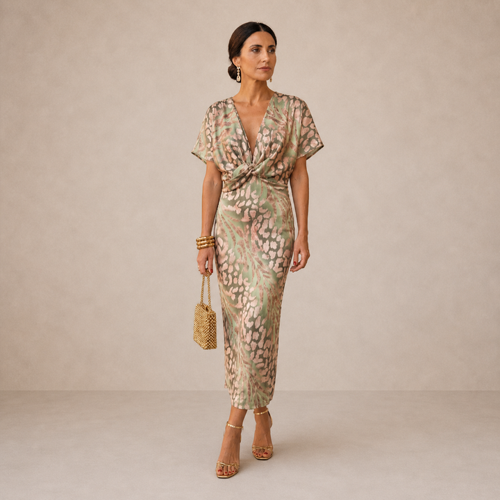 Carla | Midi Dress Featuring Ruffled Sleeves