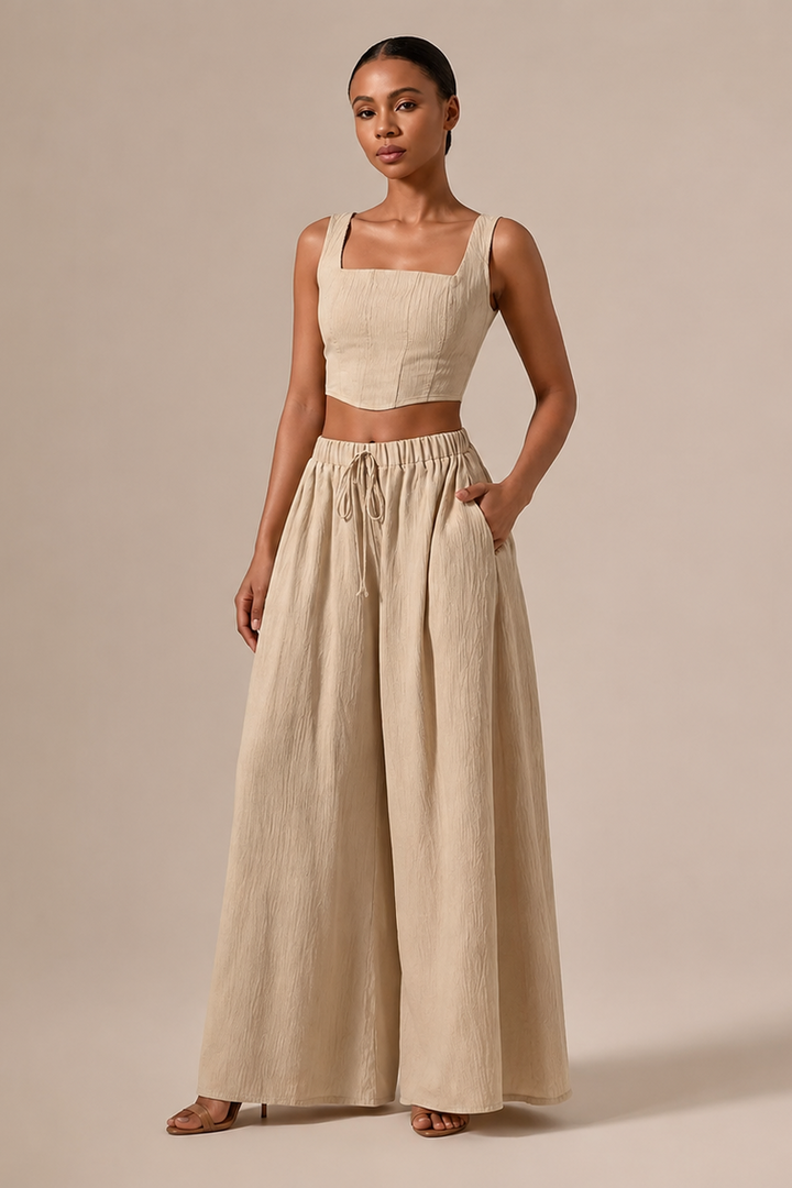 Amália | Short Top and Wide-Leg Trousers Set