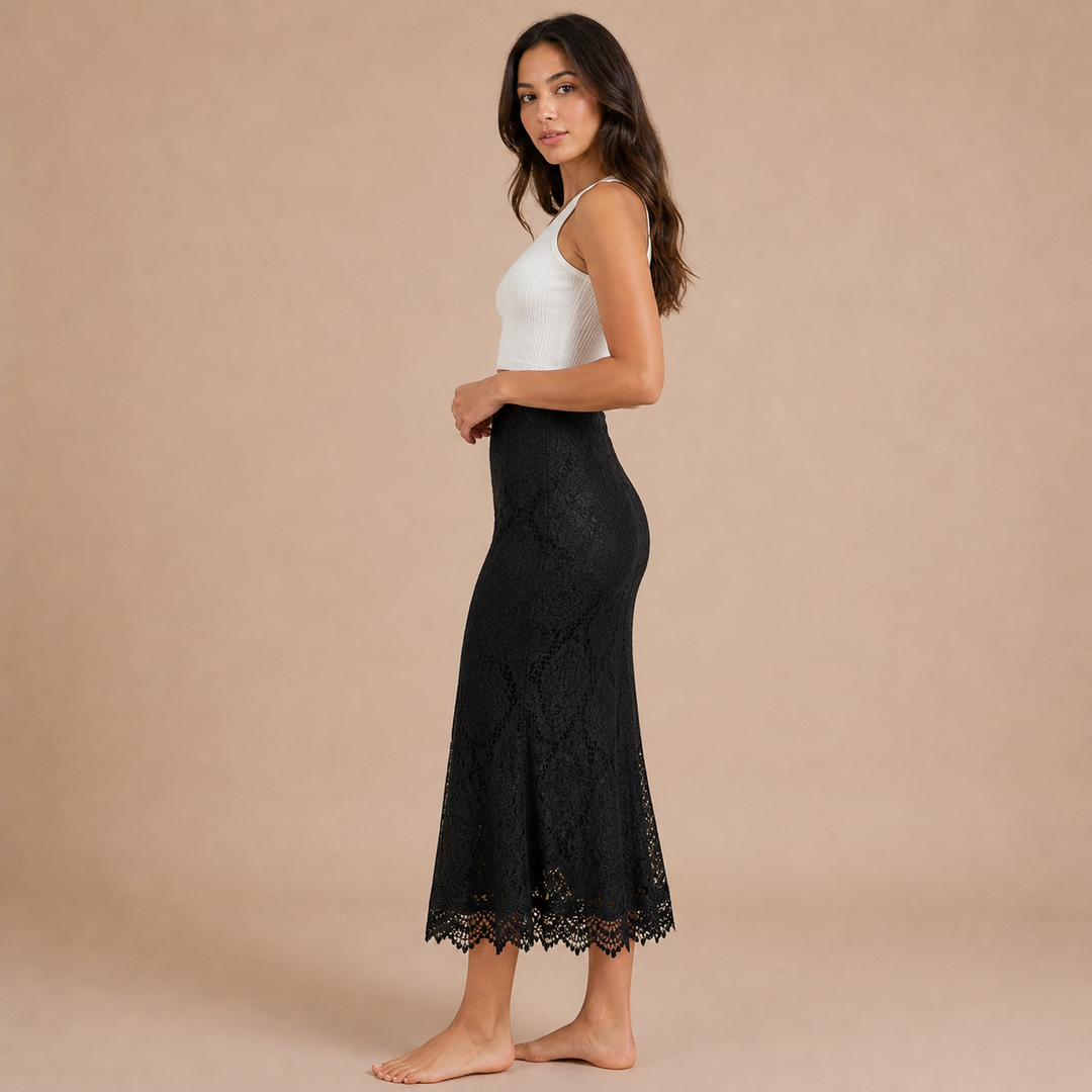 Olga Lace Skirt with Elegant Finish and Flowing Line