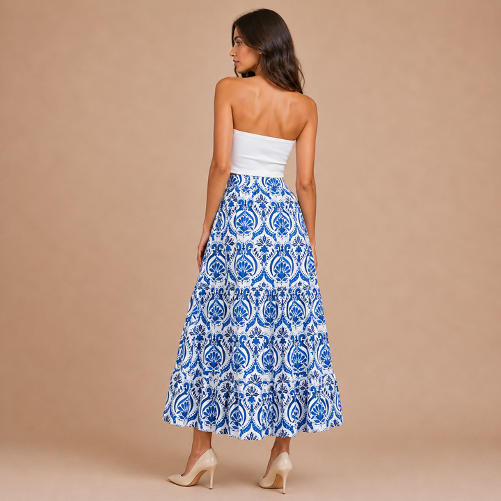 Iria – Flowing midi skirt with decorative pattern
