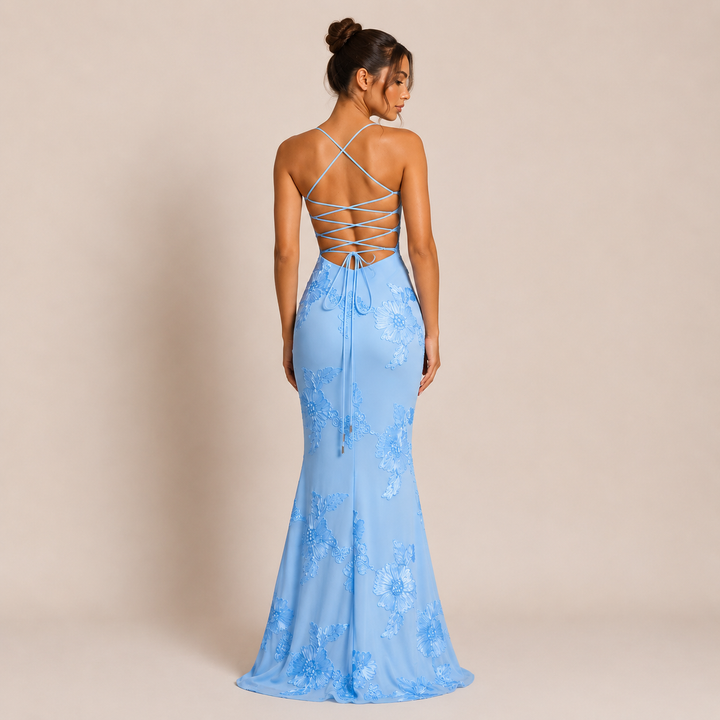 Rebecca - Long Dress with Corset and Floral Embroidery